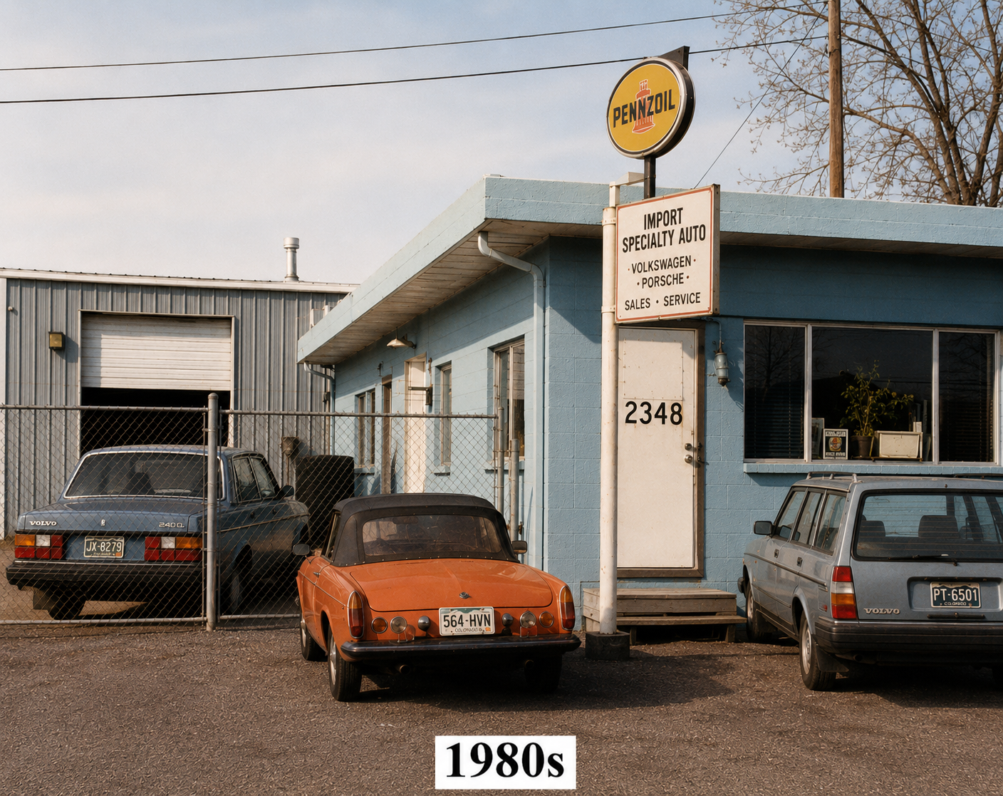 Import Specialty Auto in the 1980s with Volvo and Triumph vehicles